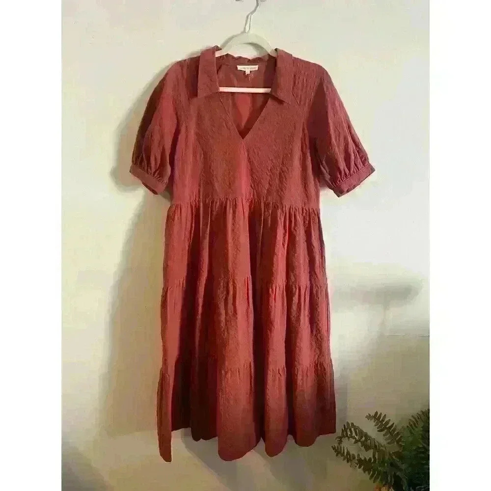 NWOT Free The Roses‎ Women's Stripe Texture Midi Dress Size Small - Picture 2 of 5